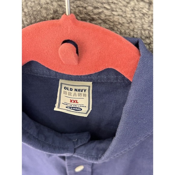 Old Navy‎ Button Down Shirt Boy Size XXL Blue Short Sleeve Chest Pocket Vintage - Picture 3 of 6
